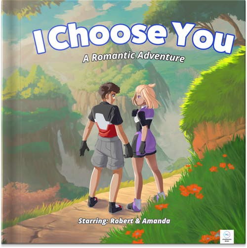 Personalized Poke Book for Couples, hardcover anime storybook starring the two of you