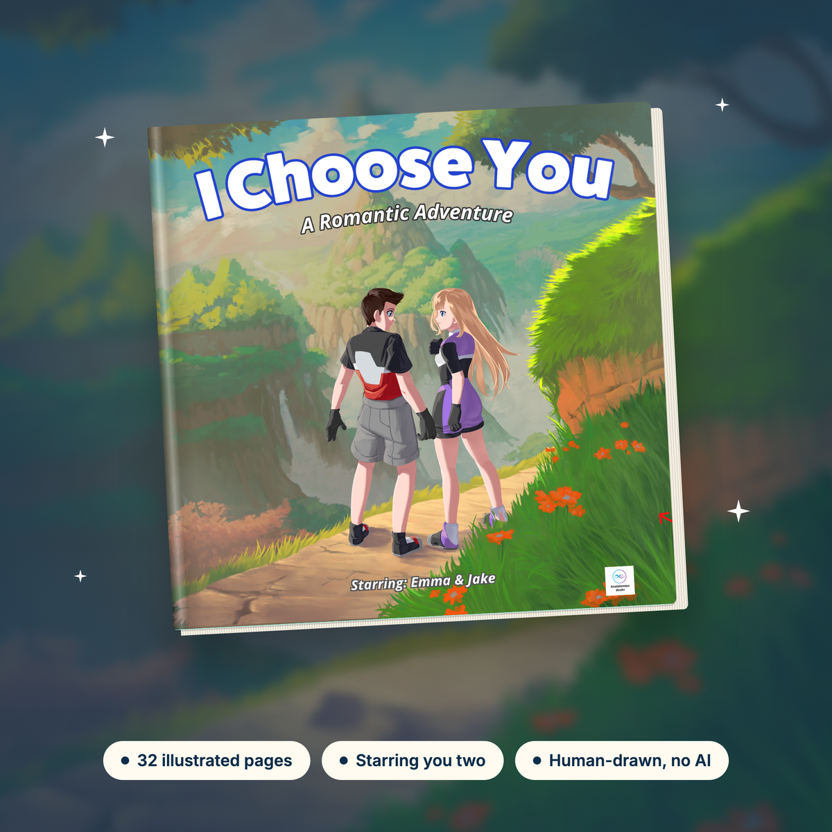 Personalized anime storybook for couples, I Choose You cover starring the two of you